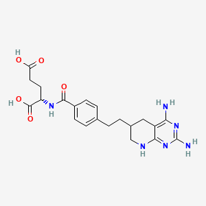 molecular formula C21H26N6O5 B1201660 (2S)-2-[[4-[2-(2,4-diamino-5,6,7,8-tetrahydropyrido[2,3-d]pyrimidin-6-yl)ethyl]benzoyl]amino]pentanedioic acid CAS No. 95674-54-7