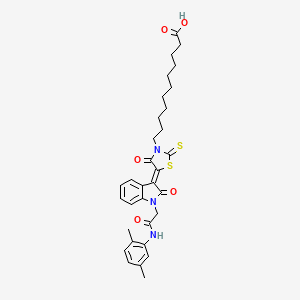 11-[(5Z)-5-(1-{2-[(2,5-dimethylphenyl)amino]-2-oxoethyl}-2-oxo-1,2-dihydro-3H-indol-3-ylidene)-4-oxo-2-thioxo-1,3-thiazolidin-3-yl]undecanoic acid