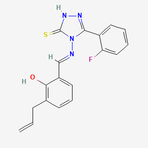 molecular formula C18H15FN4OS B12016655 2-allyl-6-((E)-{[3-(2-fluorophenyl)-5-sulfanyl-4H-1,2,4-triazol-4-yl]imino}methyl)phenol CAS No. 578006-04-9