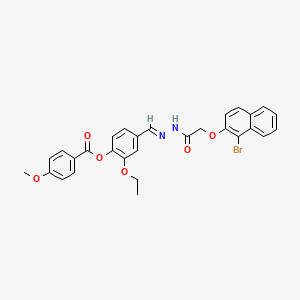 molecular formula C29H25BrN2O6 B12016666 [4-[(E)-[[2-(1-bromonaphthalen-2-yl)oxyacetyl]hydrazinylidene]methyl]-2-ethoxyphenyl] 4-methoxybenzoate 