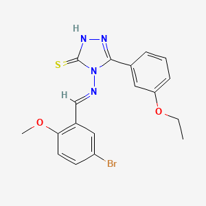 molecular formula C18H17BrN4O2S B12016688 4-((5-Bromo-2-methoxybenzylidene)amino)-3-(3-ethoxyphenyl)-1H-1,2,4-triazole-5(4H)-thione CAS No. 497921-65-0