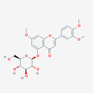 molecular formula C24H26O11 B120167 2-(3,4-dimethoxyphenyl)-7-methoxy-5-[(2S,3R,4S,5S,6R)-3,4,5-trihydroxy-6-(hydroxymethyl)oxan-2-yl]oxychromen-4-one CAS No. 221289-20-9