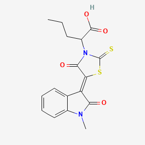 2-[(5Z)-5-(1-methyl-2-oxo-1,2-dihydro-3H-indol-3-ylidene)-4-oxo-2-thioxo-1,3-thiazolidin-3-yl]pentanoic acid