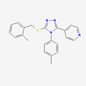 molecular formula C22H20N4S B12016750 4-(4-Methylphenyl)-3-[(2-methylphenyl)methylthio]-5-(4-pyridyl)-1,2,4-triazole 