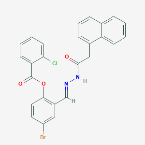 molecular formula C26H18BrClN2O3 B12016773 4-bromo-2-{(E)-[(1-naphthylacetyl)hydrazono]methyl}phenyl 2-chlorobenzoate 