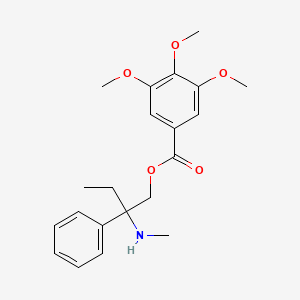 molecular formula C21H27NO5 B1201678 Benzoic acid, 3,4,5-trimethoxy-, 2-(methylamino)-2-phenylbutyl ester CAS No. 84333-59-5