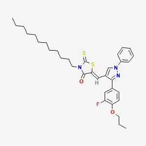 (5Z)-3-dodecyl-5-{[3-(3-fluoro-4-propoxyphenyl)-1-phenyl-1H-pyrazol-4-yl]methylene}-2-thioxo-1,3-thiazolidin-4-one