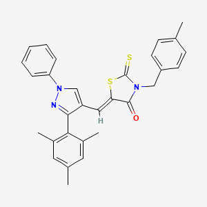 (5Z)-5-[(3-mesityl-1-phenyl-1H-pyrazol-4-yl)methylene]-3-(4-methylbenzyl)-2-thioxo-1,3-thiazolidin-4-one