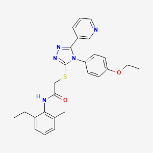 molecular formula C26H27N5O2S B12016919 2-{[4-(4-ethoxyphenyl)-5-(pyridin-3-yl)-4H-1,2,4-triazol-3-yl]sulfanyl}-N-(2-ethyl-6-methylphenyl)acetamide 