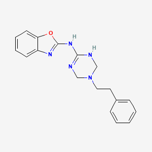 molecular formula C18H19N5O B1201694 N-[3-(2-phenylethyl)-2,4-dihydro-1H-1,3,5-triazin-6-yl]-1,3-benzoxazol-2-amine CAS No. 673490-60-3