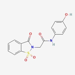 molecular formula C15H12N2O5S B1201696 1,2-Benzisothiazole-2(3H)-acetamide, N-(4-hydroxyphenyl)-3-oxo-, 1,1-dioxide CAS No. 182502-68-7