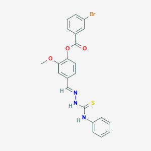 4-(2-(Anilinocarbothioyl)carbohydrazonoyl)-2-methoxyphenyl 3-bromobenzoate