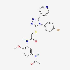 molecular formula C24H21BrN6O3S B12017023 N-[5-(Acetylamino)-2-methoxyphenyl]-2-{[4-(4-bromophenyl)-5-(4-pyridinyl)-4H-1,2,4-triazol-3-YL]sulfanyl}acetamide 