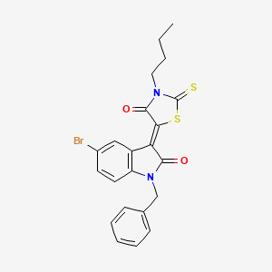 (3Z)-1-benzyl-5-bromo-3-(3-butyl-4-oxo-2-thioxo-1,3-thiazolidin-5-ylidene)-1,3-dihydro-2H-indol-2-one