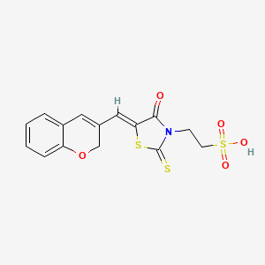 molecular formula C15H13NO5S3 B12017071 2-[(5Z)-5-(2H-Chromen-3-ylmethylene)-4-oxo-2-thioxo-1,3-thiazolidin-3-YL]ethanesulfonic acid CAS No. 618077-55-7