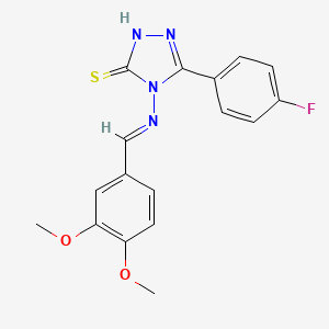 molecular formula C17H15FN4O2S B12017078 4-{[(E)-(3,4-dimethoxyphenyl)methylidene]amino}-5-(4-fluorophenyl)-4H-1,2,4-triazole-3-thiol 