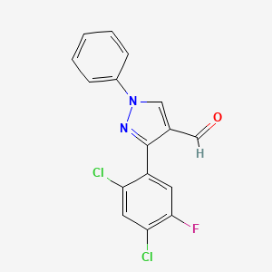 molecular formula C16H9Cl2FN2O B12017157 3-(2,4-Dichloro-5-fluorophenyl)-1-phenyl-1H-pyrazole-4-carbaldehyde CAS No. 618098-87-6