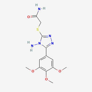 molecular formula C13H17N5O4S B12017164 2-((4-Amino-5-(3,4,5-trimethoxyphenyl)-4H-1,2,4-triazol-3-yl)thio)acetamide CAS No. 573704-97-9