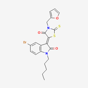 (3Z)-5-bromo-3-[3-(2-furylmethyl)-4-oxo-2-thioxo-1,3-thiazolidin-5-ylidene]-1-pentyl-1,3-dihydro-2H-indol-2-one