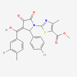 molecular formula C24H18ClFN2O5S B12017170 methyl 2-{2-(4-chlorophenyl)-3-[(3-fluoro-4-methylphenyl)carbonyl]-4-hydroxy-5-oxo-2,5-dihydro-1H-pyrrol-1-yl}-4-methyl-1,3-thiazole-5-carboxylate 