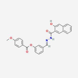 3-(2-(3-Hydroxy-2-naphthoyl)carbohydrazonoyl)phenyl 4-methoxybenzoate