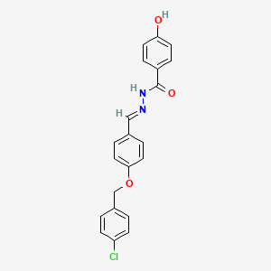 molecular formula C21H17ClN2O3 B12017250 N'-(4-((4-Chlorobenzyl)oxy)benzylidene)-4-hydroxybenzohydrazide CAS No. 478390-68-0