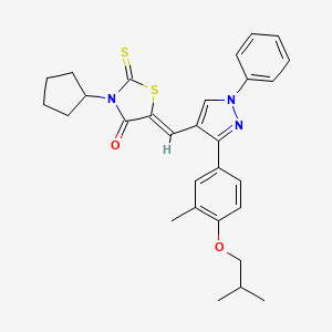 molecular formula C29H31N3O2S2 B12017257 (5Z)-3-cyclopentyl-5-{[3-(4-isobutoxy-3-methylphenyl)-1-phenyl-1H-pyrazol-4-yl]methylene}-2-thioxo-1,3-thiazolidin-4-one CAS No. 624724-52-3