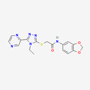 N-(Benzo[d][1,3]dioxol-5-yl)-2-((4-ethyl-5-(pyrazin-2-yl)-4H-1,2,4-triazol-3-yl)thio)acetamide