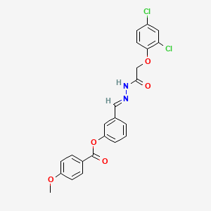 molecular formula C23H18Cl2N2O5 B12017340 3-(2-((2,4-Dichlorophenoxy)acetyl)carbohydrazonoyl)phenyl 4-methoxybenzoate CAS No. 767339-03-7