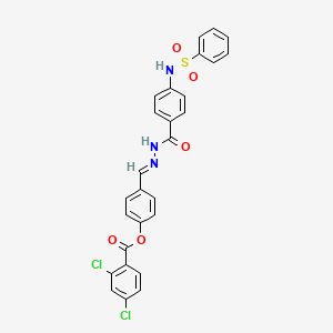 molecular formula C27H19Cl2N3O5S B12017365 [4-[(E)-[[4-(benzenesulfonamido)benzoyl]hydrazinylidene]methyl]phenyl] 2,4-dichlorobenzoate 