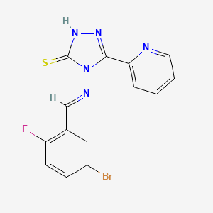 molecular formula C14H9BrFN5S B12017374 4-((5-Bromo-2-fluorobenzylidene)amino)-5-(pyridin-2-yl)-4H-1,2,4-triazole-3-thiol CAS No. 497824-01-8