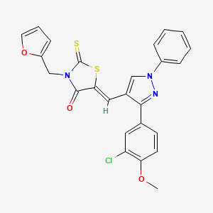 (5Z)-5-{[3-(3-chloro-4-methoxyphenyl)-1-phenyl-1H-pyrazol-4-yl]methylene}-3-(2-furylmethyl)-2-thioxo-1,3-thiazolidin-4-one