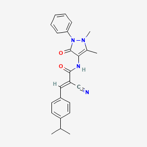 molecular formula C24H24N4O2 B12017415 (2E)-2-cyano-N-(1,5-dimethyl-3-oxo-2-phenyl-2,3-dihydro-1H-pyrazol-4-yl)-3-(4-isopropylphenyl)-2-propenamide 