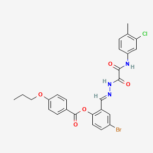 4-Bromo-2-((2-(2-((3-chloro-4-methylphenyl)amino)-2-oxoacetyl)hydrazono)methyl)phenyl 4-propoxybenzoate