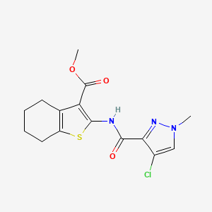 molecular formula C15H16ClN3O3S B1201750 2-[[(4-Chloro-1-methyl-3-pyrazolyl)-oxomethyl]amino]-4,5,6,7-tetrahydro-1-benzothiophene-3-carboxylic acid methyl ester 