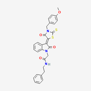 2-{(3Z)-3-[3-(4-methoxybenzyl)-4-oxo-2-thioxo-1,3-thiazolidin-5-ylidene]-2-oxo-2,3-dihydro-1H-indol-1-yl}-N-(2-phenylethyl)acetamide