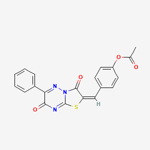 4-[(E)-(3,7-dioxo-6-phenyl-7H-[1,3]thiazolo[3,2-b][1,2,4]triazin-2(3H)-ylidene)methyl]phenyl acetate