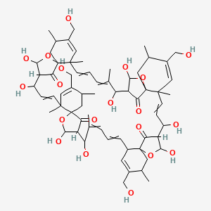 molecular formula C65H86O20 B1201758 9,11,23,25,35,37,49,51-Octahydroxy-4,16,30,42-tetrakis(hydroxymethyl)-3,6,15,18,22,29,32,41,48-nonamethyl-12,26,38,52-tetraoxanonacyclo[48.2.1.110,13.124,27.136,39.01,6.013,18.027,32.039,44]hexapentaconta-4,7,16,19,21,30,33,42,45,47-decaene-53,54,55,56-tetrone 