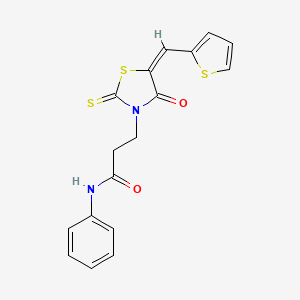 3-[(5E)-4-oxo-5-(2-thienylmethylene)-2-thioxo-1,3-thiazolidin-3-yl]-N-phenylpropanamide