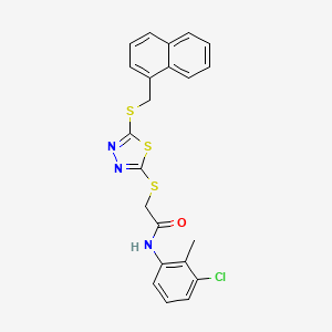 molecular formula C22H18ClN3OS3 B12017763 N-(3-chloro-2-methylphenyl)-2-({5-[(naphthalen-1-ylmethyl)sulfanyl]-1,3,4-thiadiazol-2-yl}sulfanyl)acetamide 