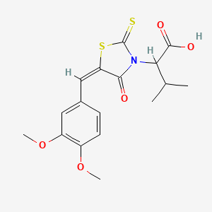 molecular formula C17H19NO5S2 B12017767 2-[(5E)-5-(3,4-dimethoxybenzylidene)-4-oxo-2-thioxo-1,3-thiazolidin-3-yl]-3-methylbutanoic acid 