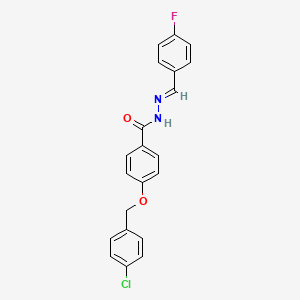 molecular formula C21H16ClFN2O2 B12017771 4-((4-Chlorobenzyl)oxy)-N'-(4-fluorobenzylidene)benzohydrazide CAS No. 393150-70-4