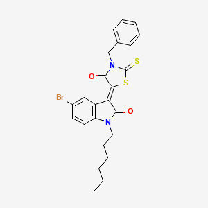 (3Z)-3-(3-benzyl-4-oxo-2-thioxo-1,3-thiazolidin-5-ylidene)-5-bromo-1-hexyl-1,3-dihydro-2H-indol-2-one