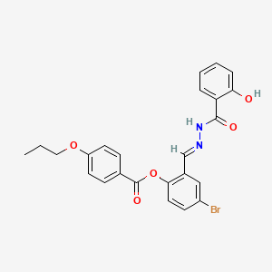 molecular formula C24H21BrN2O5 B12017882 4-Bromo-2-(2-(2-hydroxybenzoyl)carbohydrazonoyl)phenyl 4-propoxybenzoate CAS No. 767339-06-0