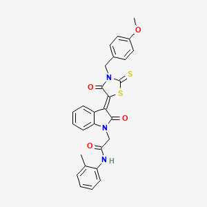 2-{(3Z)-3-[3-(4-methoxybenzyl)-4-oxo-2-thioxo-1,3-thiazolidin-5-ylidene]-2-oxo-2,3-dihydro-1H-indol-1-yl}-N-(2-methylphenyl)acetamide