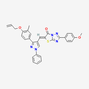 (5Z)-2-(4-methoxyphenyl)-5-[[3-(3-methyl-4-prop-2-enoxyphenyl)-1-phenylpyrazol-4-yl]methylidene]-[1,3]thiazolo[3,2-b][1,2,4]triazol-6-one