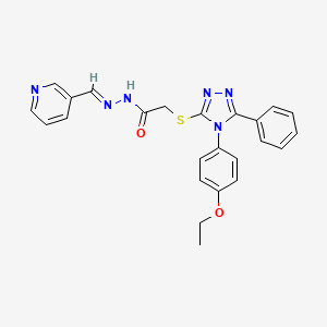 2-{[4-(4-ethoxyphenyl)-5-phenyl-4H-1,2,4-triazol-3-yl]sulfanyl}-N'-[(E)-pyridin-3-ylmethylidene]acetohydrazide