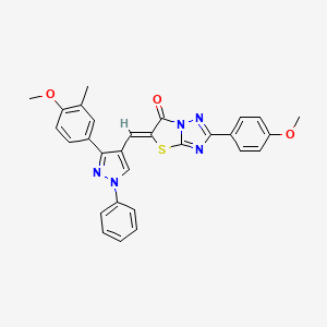 (5Z)-5-{[3-(4-Methoxy-3-methylphenyl)-1-phenyl-1H-pyrazol-4-YL]methylene}-2-(4-methoxyphenyl)[1,3]thiazolo[3,2-B][1,2,4]triazol-6(5H)-one