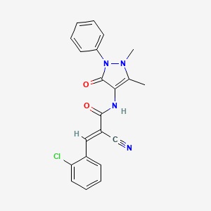 (2E)-3-(2-chlorophenyl)-2-cyano-N-(1,5-dimethyl-3-oxo-2-phenyl-2,3-dihydro-1H-pyrazol-4-yl)-2-propenamide