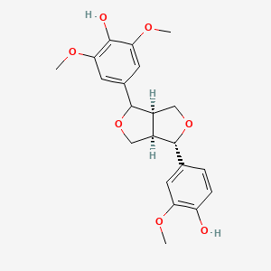 molecular formula C21H24O7 B1201816 4-[(3S,3aR,6aR)-3-(4-hydroxy-3-methoxyphenyl)-1,3,3a,4,6,6a-hexahydrofuro[3,4-c]furan-6-yl]-2,6-dimethoxyphenol 